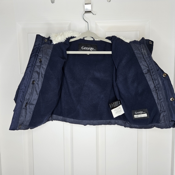 George Winter Coat Puffer Jacket Navy Blue Sherpa Lined Kids Baby Size 12-18M - Picture 4 of 15